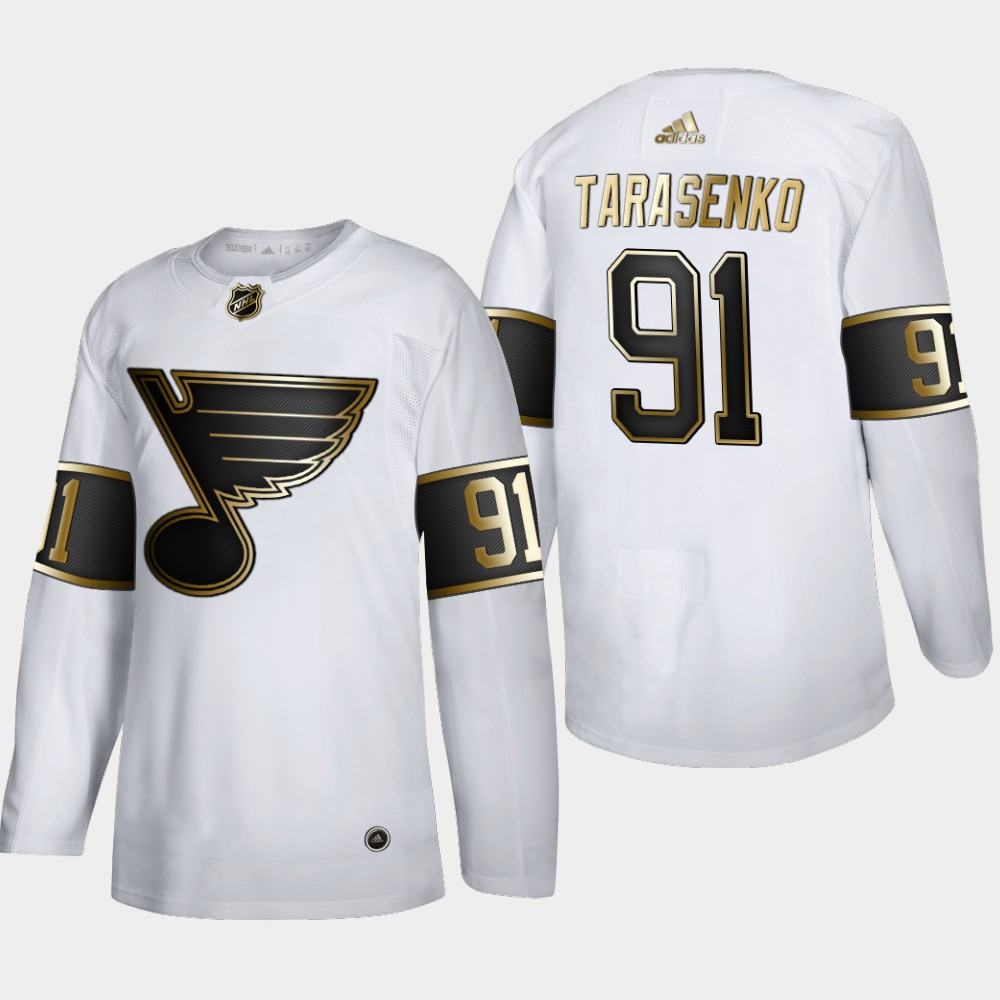 Cheap Men St. Louis Blues 91 Vladimir Tarasenko Adidas White Golden Edition Limited Stitched NHL Jersey